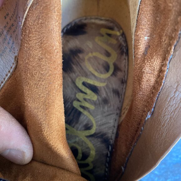 Sam Edelman Brown Suede Wedge Ankle Boots Size 8M Leather Zip Booties - Picture 6 of 8